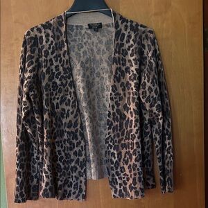 Charter Club Animal Print Cardigan - Brown and Black